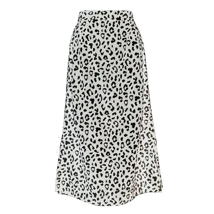 Summer women vintage elegant beach midi boho skirt 2024 Women Leopard print split sexy zip skirts womens Casual skirts female