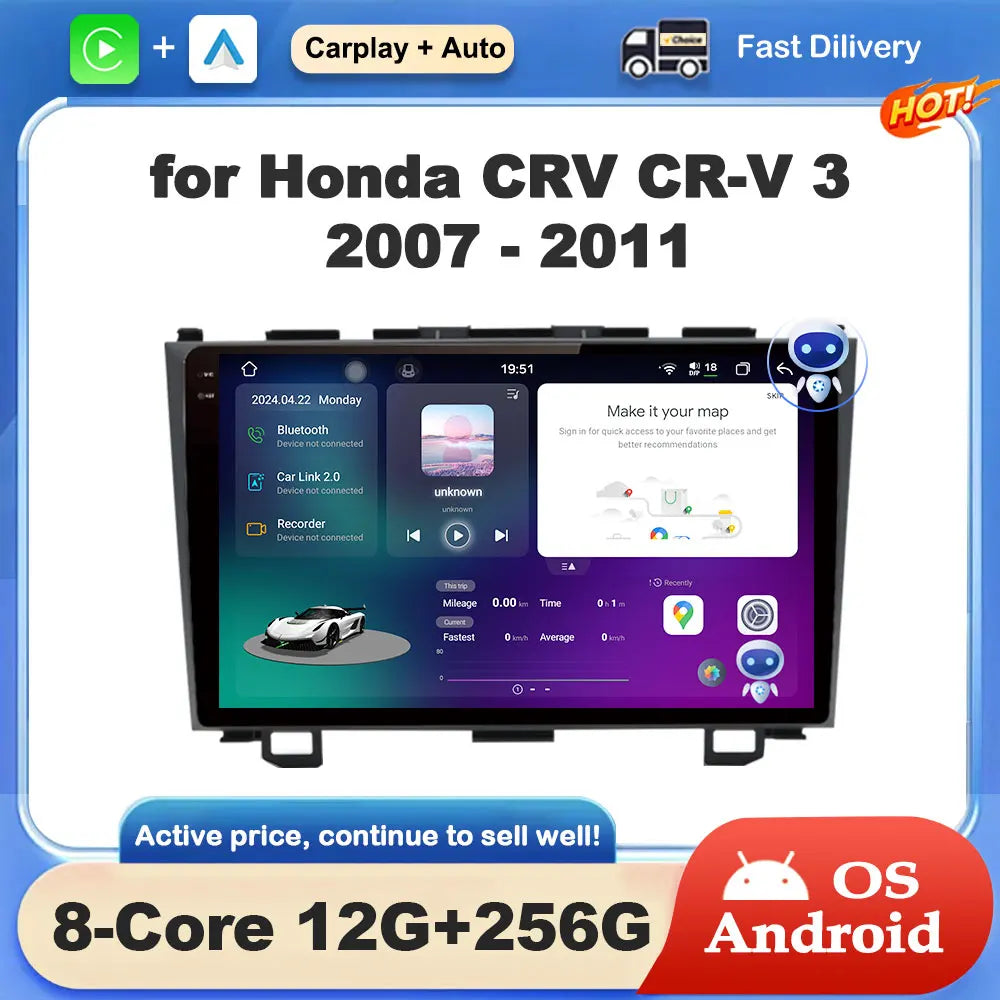 9 inch GPS Navigation for Honda CRV CR-V 3 2007 - 2011 Android System Car Radio Multimedia Player Touch Screen 4G BT Auto Tools