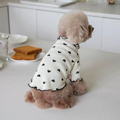 1pc  Pet cat and dog love base vest, new cute printed cat and dog clothing with wavy edges