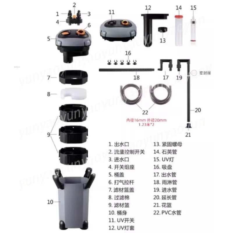 Silent External Fish Tank Filter with Cartridge and Water Pump for Aquarium Circulation and Purification