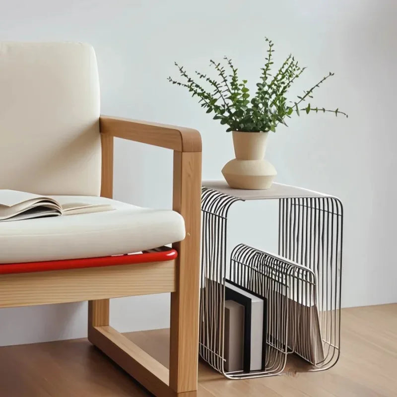 Modern Scandinavian Metal Coffee Table Sleek Minimalist Side Table with Storage for Living Room Furniture for Magazines And Book