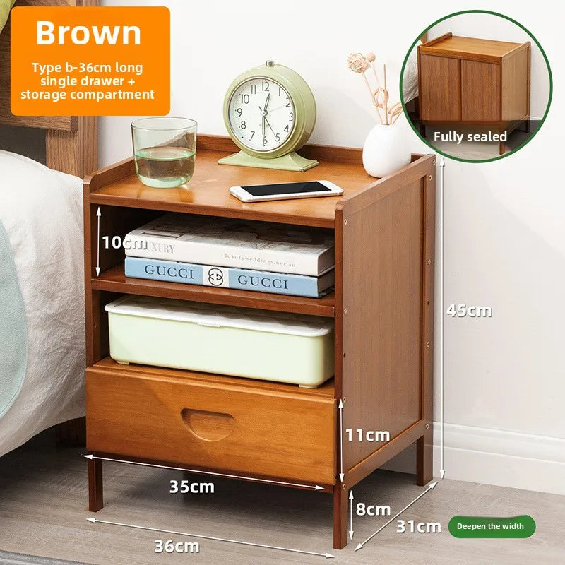 Simple solid wood bedside table, multi-layer drawer small cabinet, light luxury storage cabinet, simple bedside storage cabinet