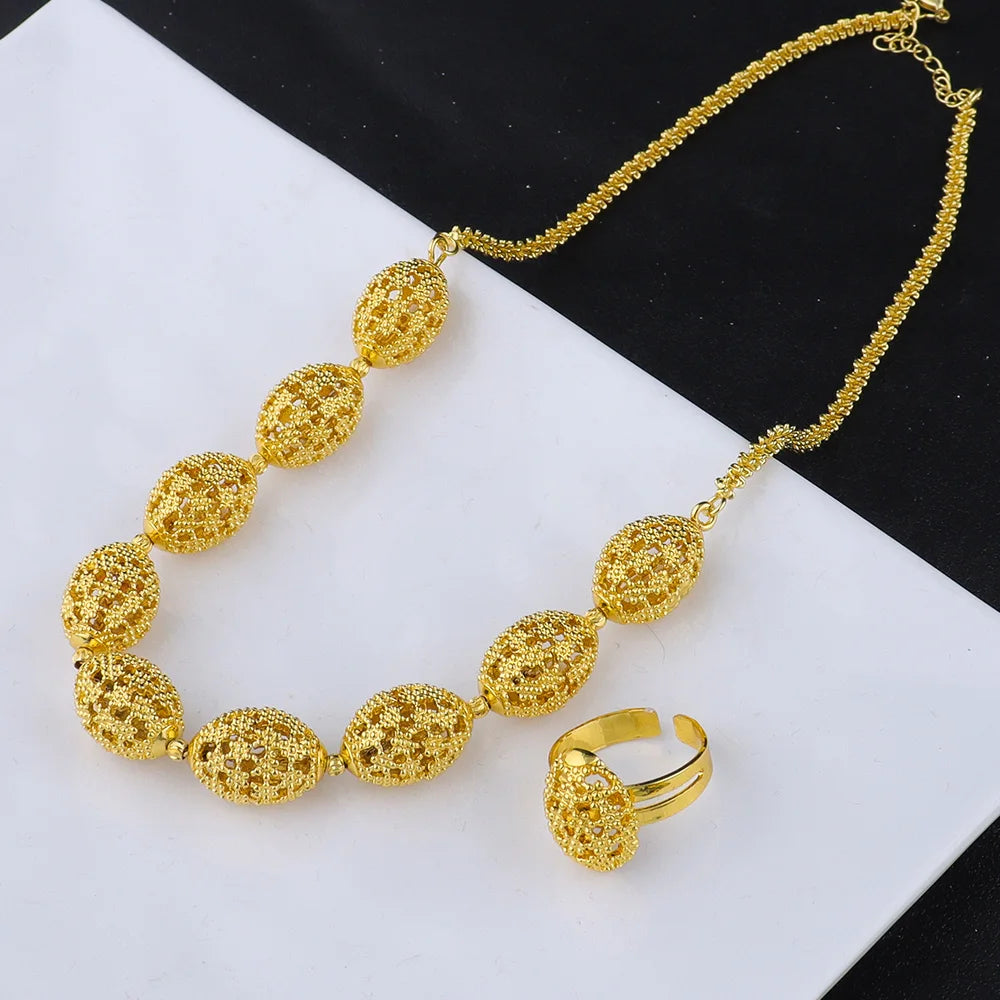 Necklace Earrings Rings Set for Women Luxury Jewelry Nigeria Bridal  Wedding Party Jewellery Set Accessories Wholesale