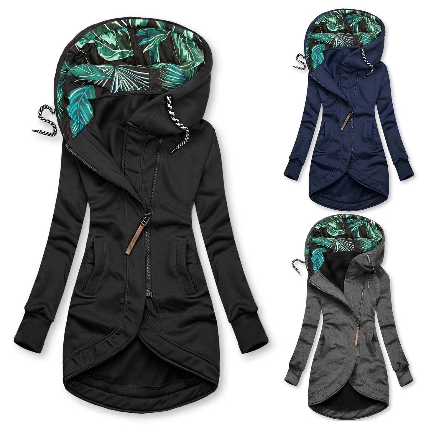 Autumn Winter Womens Hooded Coats Windbreaker Zipper Hiking Jackets Outdoor Camping Jacket Long Sleeve Windproof Coat Outwear