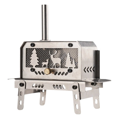 Portable Mini Folding Charcoal Stove Stainless Steel Outdoor Fire Pit Heater, Detachable Wood Burner for Camping