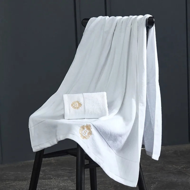 Large 140x70cm Bath Towels Cotton Thick Shower Towel Cover Embroidered Gift Sport Colors - Blue White Brown Black Green Grey