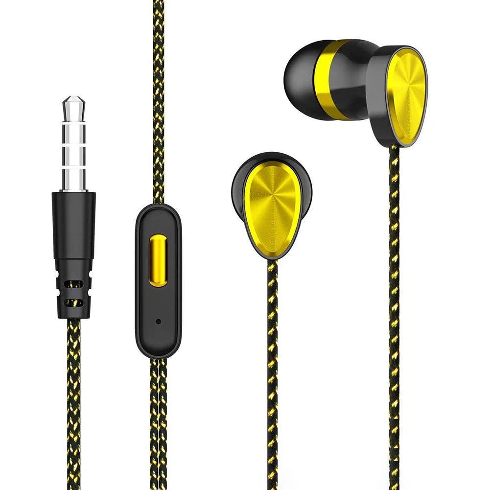Wired Earphones 3.5mm In-ear Stereo Sports Earbuds Electroplating Game Heavy Bass Headphone For Mobile Phone Laptop