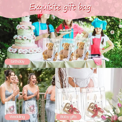 10/20Pcs Transparent Gift Bag with Handle Wedding Birthday Party Candy Gift Packaging Reusable Tote Bag Christmas Baby Shower