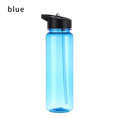 750ml Sports Water Bottle With Straw Outdoor Plastic Clear Dinkware Travel Camping Portable Leakproof Drinking Cup