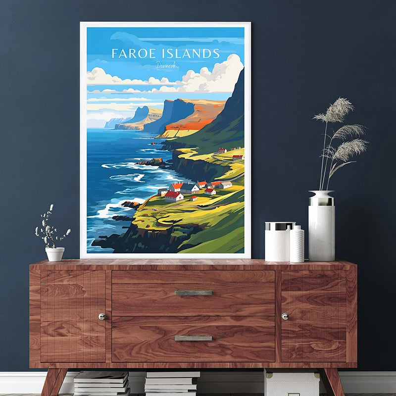 Denmark Portugal Holland Travel Poster Copenhagen Madeira Porto Canvas Painting Wall Art HD Picture for Living Room Home Decor