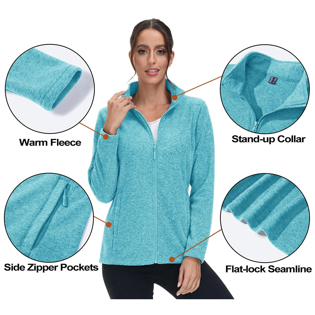 MAGCOMSEN Lightweight Women's Fleece Jackets Womens Athletic Warm Sweatshirts Casual Turtleneck Sweater Coat Sports Tops