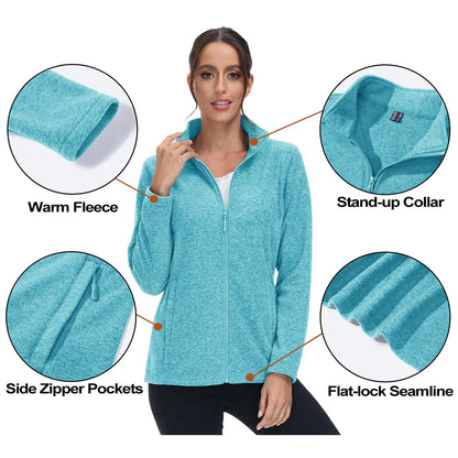 MAGCOMSEN Lightweight Women's Fleece Jackets Womens Athletic Warm Sweatshirts Casual Turtleneck Sweater Coat Sports Tops