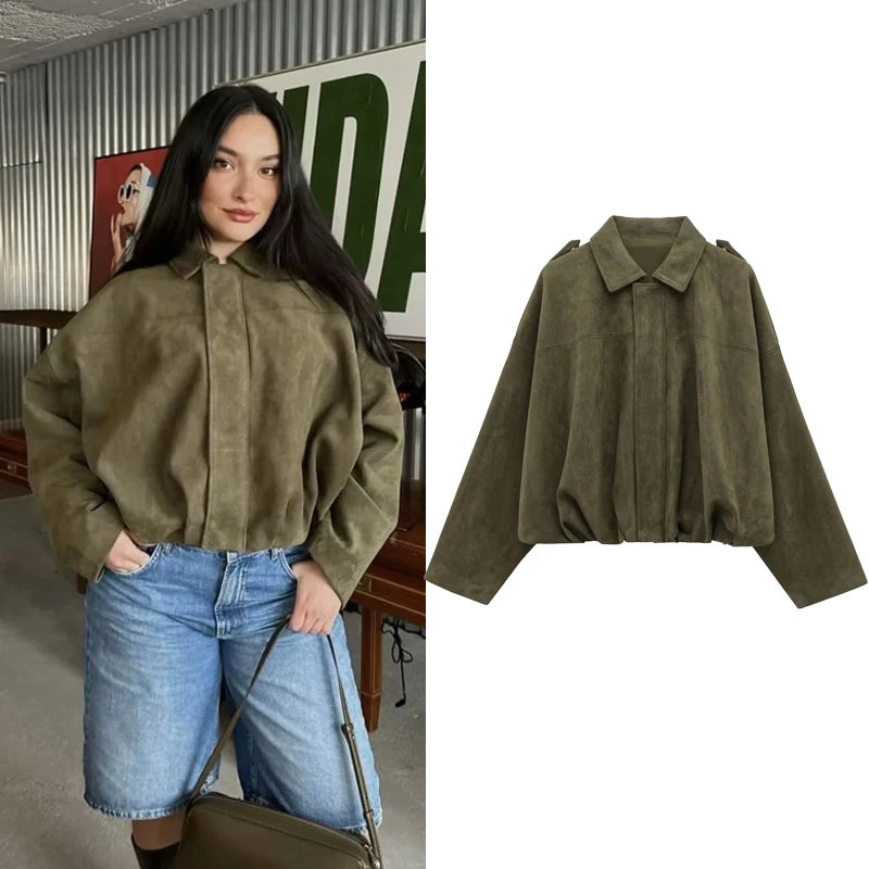 HXAO Elegant Bomber Jackets 2025 Women's Spring Long Sleeve Jackets Ladies Fashion Casual Plus Size Coats New In Outerwears