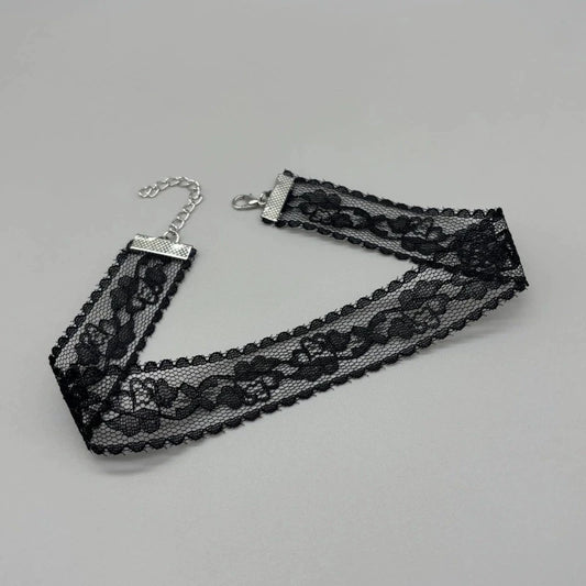 New Simple Lace Rose Flower Necklace Women's Choker Light Luxury Lace Collarbone Chain Black White Lace Jewelry Accessory