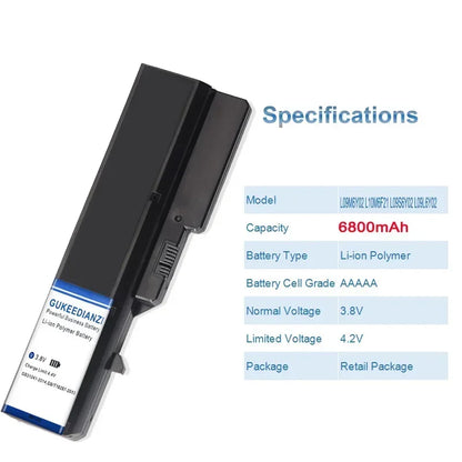 L09M6Y02 L10M6F21 L09S6Y02 L09L6Y02 6800mAh Laptop Battery For Lenovo G460 G465 G470 G475 G560 G565 G570 G575 G770 Z460