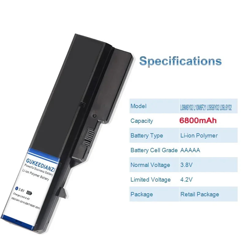 L09M6Y02 L10M6F21 L09S6Y02 L09L6Y02 6800mAh Laptop Battery For Lenovo G460 G465 G470 G475 G560 G565 G570 G575 G770 Z460
