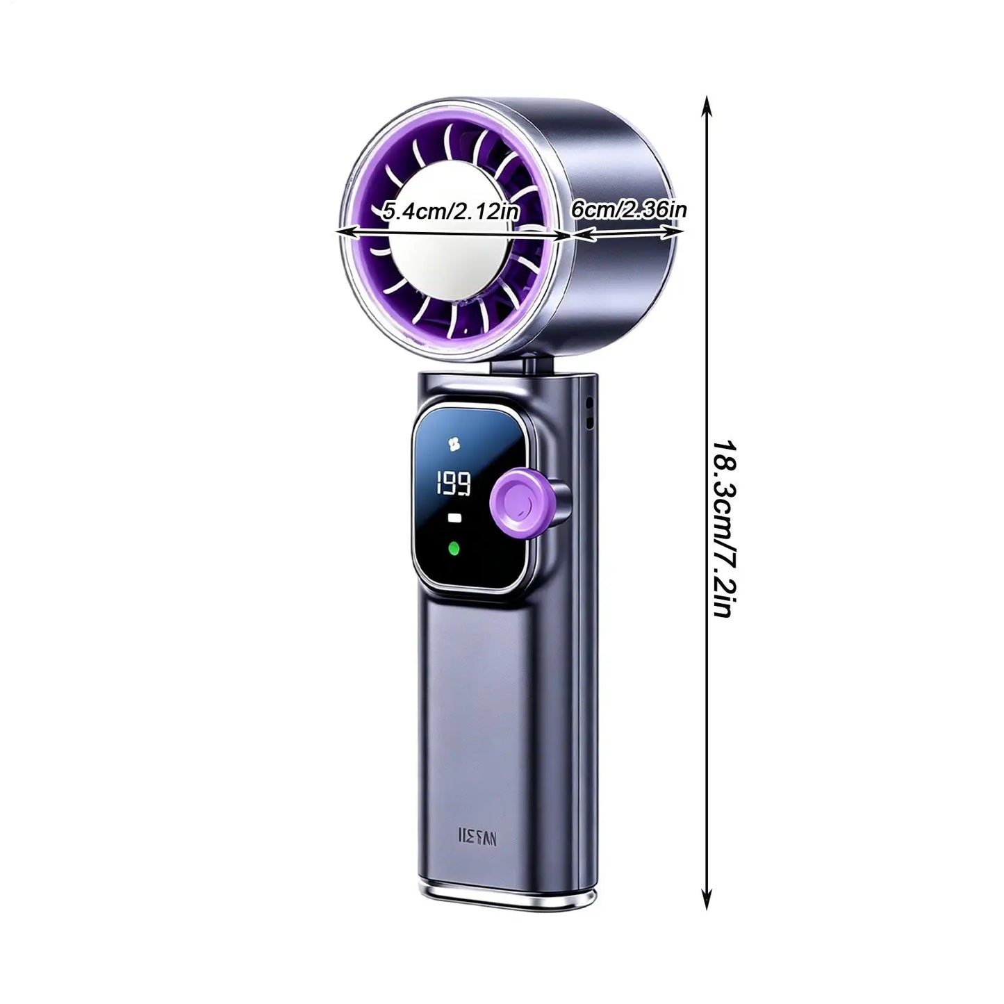 Portable Fan 199-Speed Foldable Low-Noise 4000mAh Rechargeable Summer Tool Small Pocket Fan For Beach Vacation Outdoor Indoor