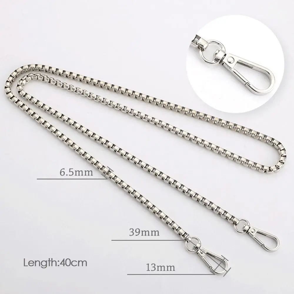 40/60/90cm Metal Chain Shoulder Bag Strap Handbag Handles DIY Purse Replacement Long Beaded Chain Shoulder Bag Straps Chain Belt