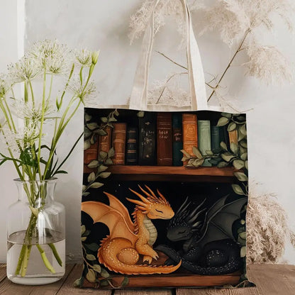 Dragon Sleeping Storage Bags Lightweight Canvas Tote Bag Large Capacity Shoulder Shopper Fashion Eco Multi-Purpose Handbag