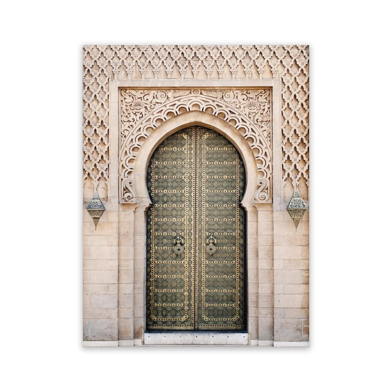 Moroccan Wall Art Canvas Print Marrakesh Architecture Poster Boho Wall Decor Terracotta Art Picture Decoration Painting for Home