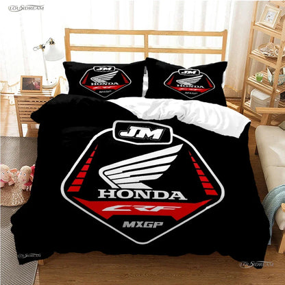 HRC-HONDA Motorcycle logo Duvet Cover Comforter Bedding sets Soft Quilt Cover and Pillowcases for Teens Single/Double/Queen/King