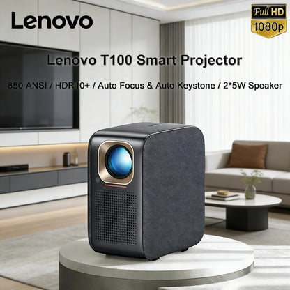 Lenovo T100 Projector Full HD 1080P 850 ANSI Projector 4K TV WiFi 6 Home Theater Auto Focus Movie Beam Sealed Optical Engine