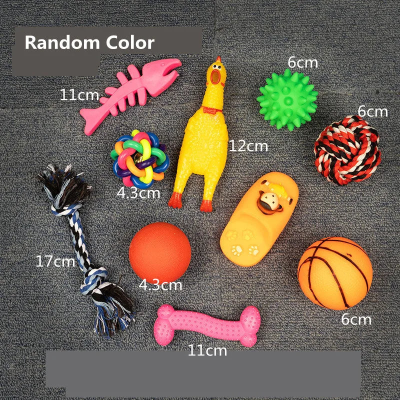 New Dog Toys Pet Ball Bone Rope Squeaky Plush Toys Kit Puppy Interactive Molar Chewing Toy for Small Large Dogs Pug Supplies