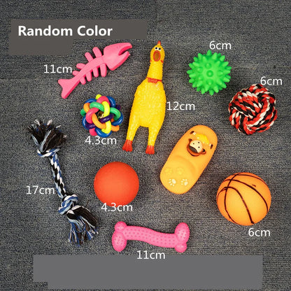 New Dog Toys Pet Ball Bone Rope Squeaky Plush Toys Kit Puppy Interactive Molar Chewing Toy for Small Large Dogs Pug Supplies