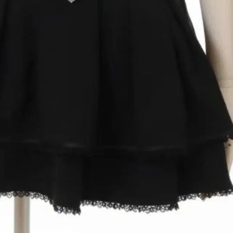 Japanese Kawaii Mini Cake Skirts Womens JK Jupe Fairy Bandage Lolita High Waist Y2k Aesthetic Sweet Lace Gothic Faldas Skirt