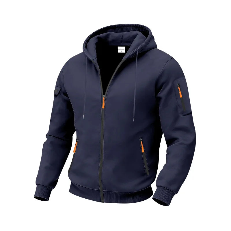 Autumn Winter New Men's Sweatshirt Jacket Loose Heavyweight Fleece Zipper Hooded Workwear Cardigan Casual Long Sleeve Sweatshirt