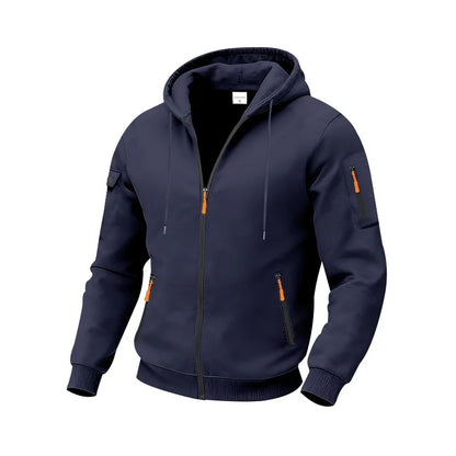 Autumn Winter New Men's Sweatshirt Jacket Loose Heavyweight Fleece Zipper Hooded Workwear Cardigan Casual Long Sleeve Sweatshirt