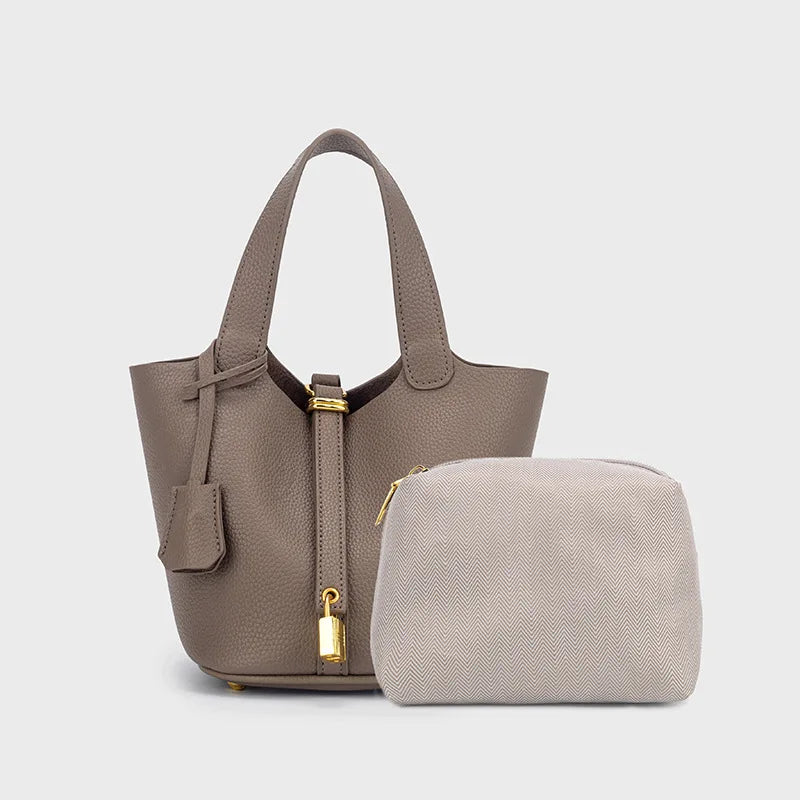 Classic Vegetable BasketpuWomen's Handbag Simple Bucket Bag Mother Bag Fashion Versatile Women's Bag Cross-border