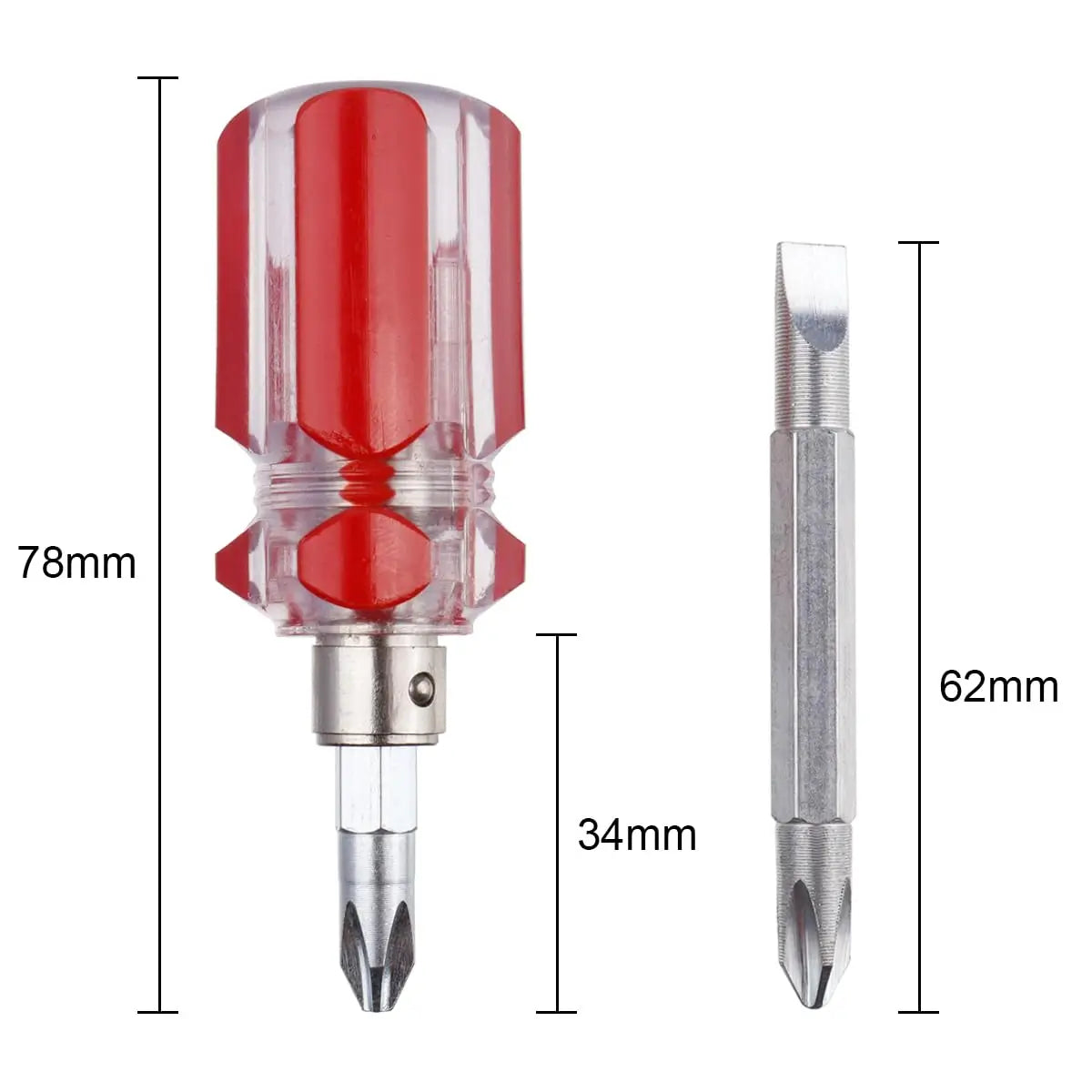 Double-Bit Screwdriver, 1 PCS Stubby Screwdriver with Phillips and flathead Headed, Tool for DIY, Repair & Maintenance Projects