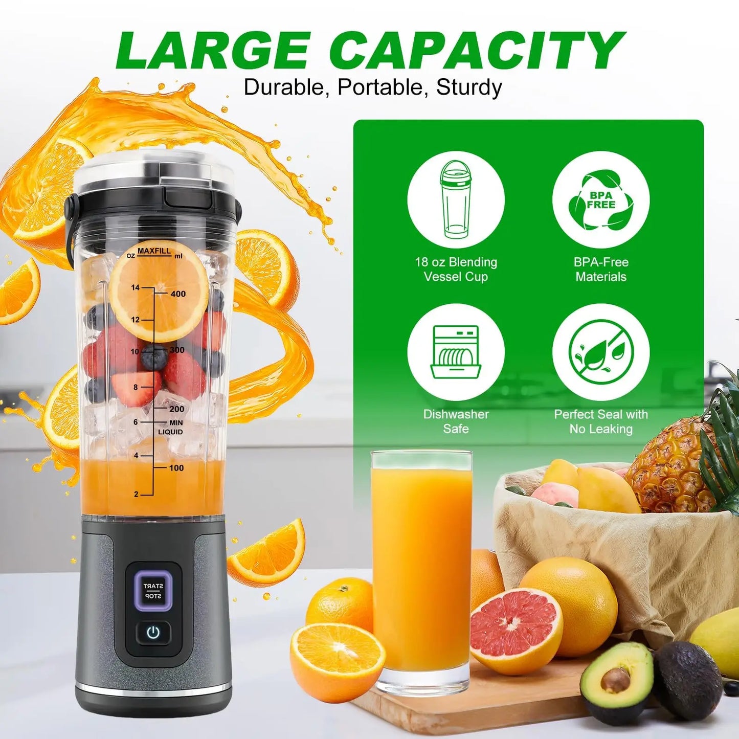 Blender Cup for Ninja Blast Portable Blender 18oz BC100 and BC151 Series Replacement Parts