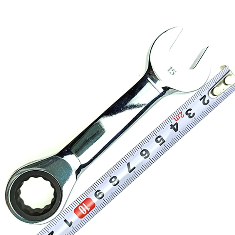 8-19mm Short Handle Ratchet Handle Wrench CR-V Combination Wrenches Quick Open Spanner Auto Repair Tools 1pcs