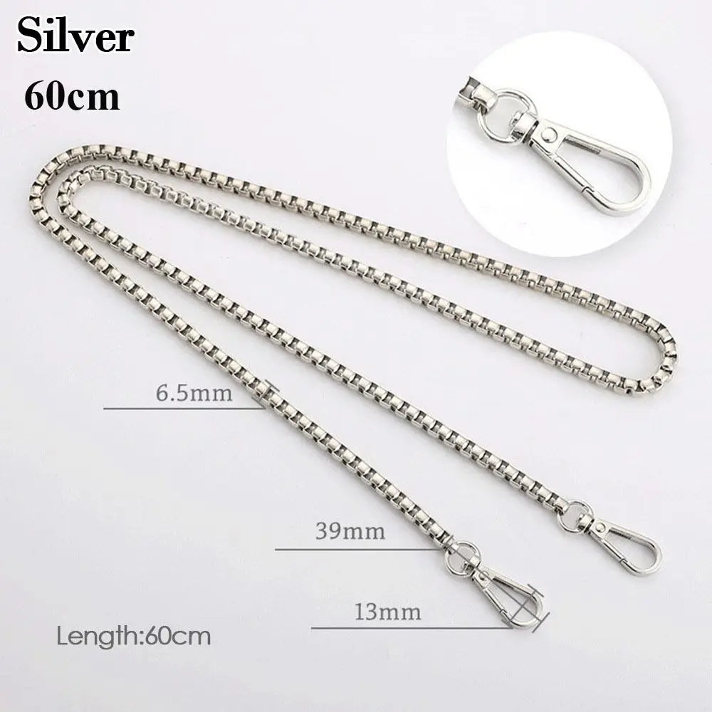 40/60/90cm Metal Chain Shoulder Bag Strap Handbag Handles DIY Purse Replacement Long Beaded Chain Shoulder Bag Straps Chain Belt