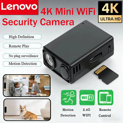 Lenovo 4KHD Camera WiFi Wireless Monitor Night Vision Remote Motion Detecting Camcorders Security Protection Indoor Surveillance