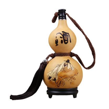 Natural Gourd Bottles with Lids Durable Gourd Shape Water Bottle Large Capacity for Camping Barbecue Fishing Hiking