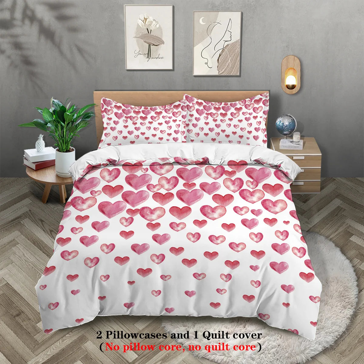 Luxury 3PC Comforter Bedding Set - Soft Microfiber Bedspread Cover with Duvet Cover Pillowcases Bed Sheet Sets for Double/King