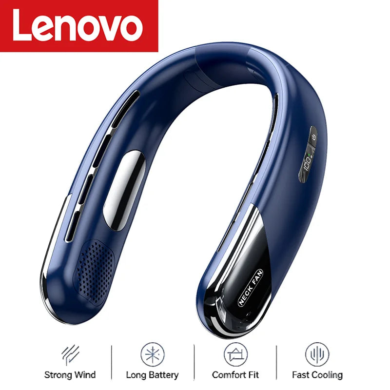 Lenovo Hanging Neck Fan Digital Display Power Ventilador Bladeless Portable Air Cooler USB Rechargeable Electric Fans 2026 New