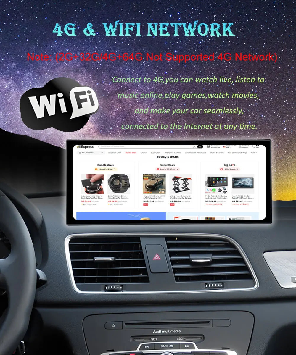Car Radio Navigation GPS Multimedia Video Player Tools For Audi O3 2013-2018 Right Hand Drvie Android 16 Auto Carplay 12.3"