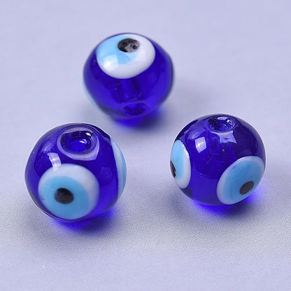 10/20/30pcs 10x10mm round beads loose evil eye spacing glass beads used for jewelry making crafts DIY bracelet accessories bulk