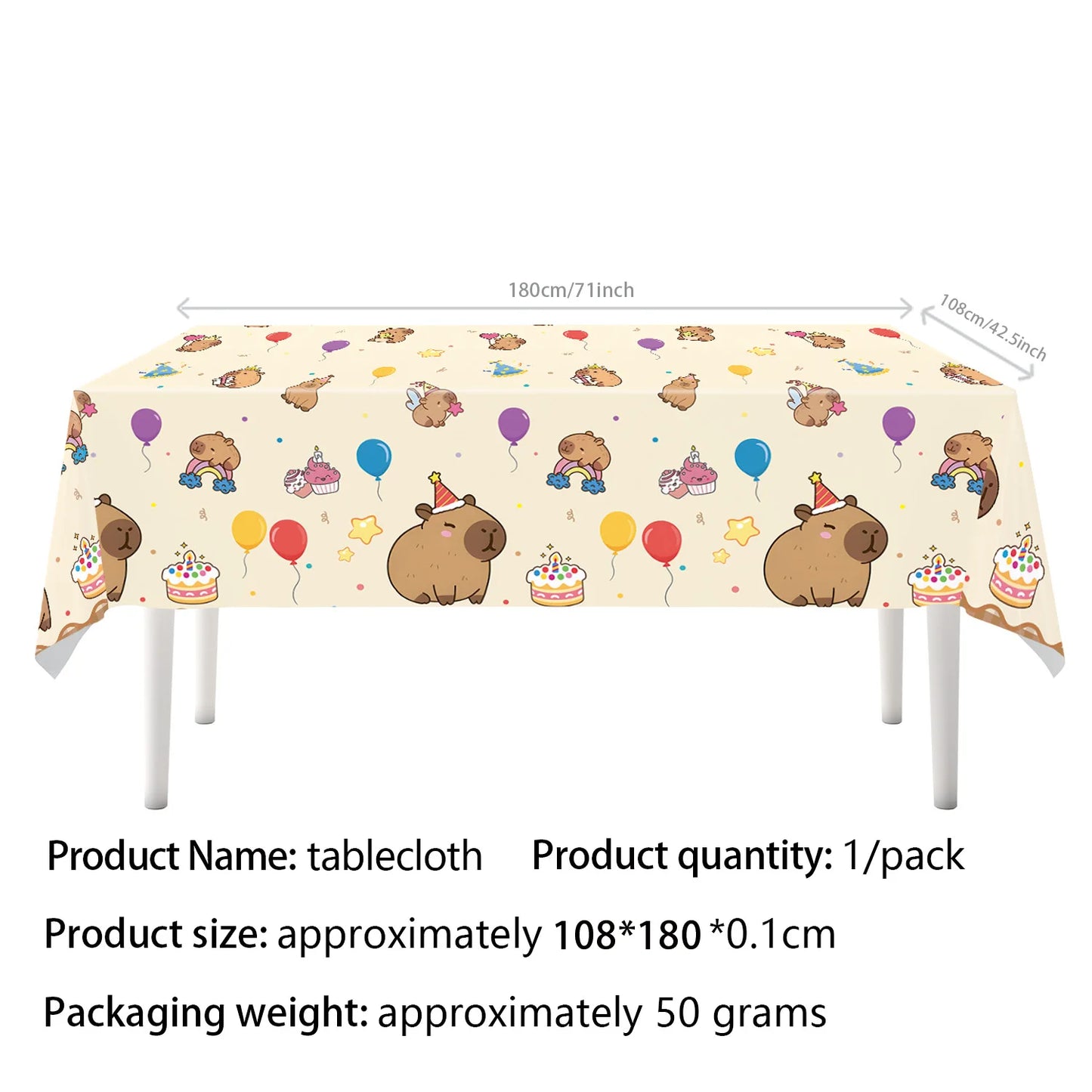 Cute Capybara Birthday Decorations Balloons Backdrop Tablecloth Stickers Cups Plates for Baby Shower Kids Event Party Supplies