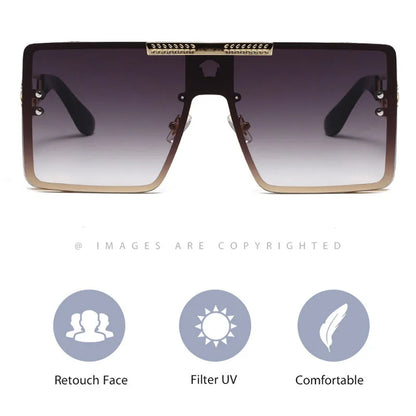 New stylish sunglasses with oversized frames, trendy metal design, perfect for fashion shows and cool street style.