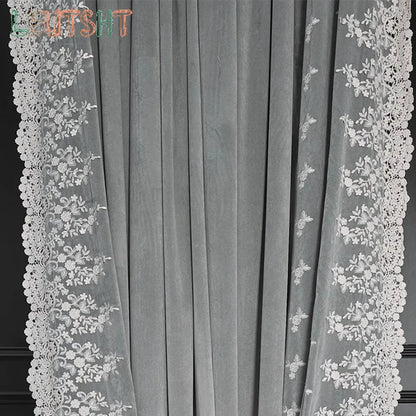 Luxury European Curtains for Living Room Light Luxury Black-shading Velvet Cloth Retro Window Bedroom Door Screen Shutter