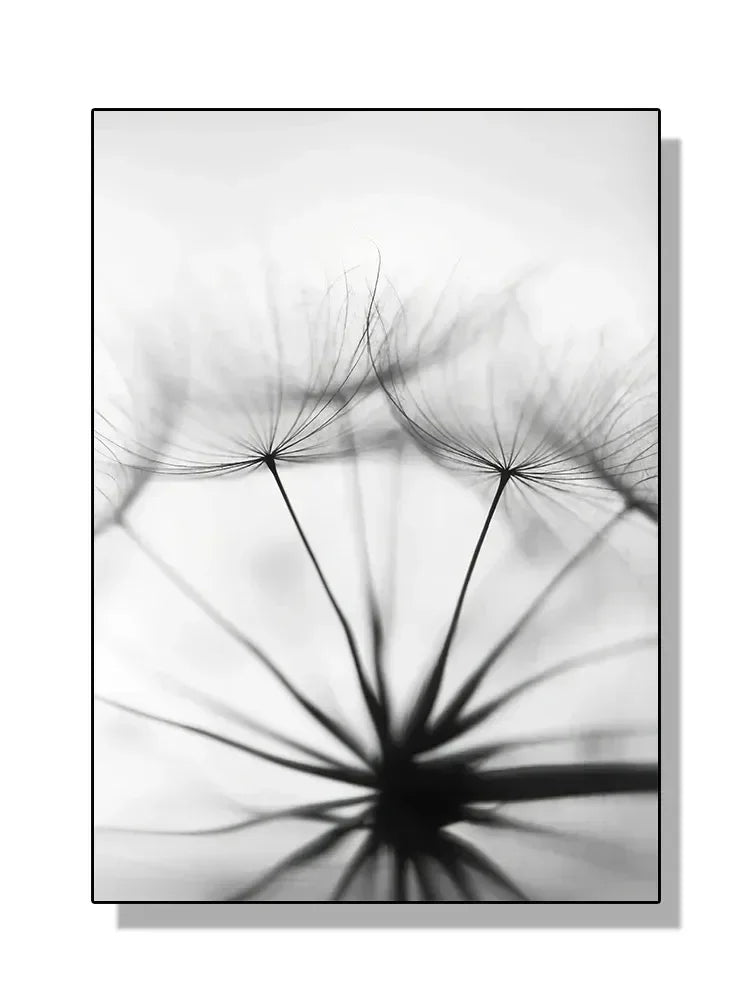 Modern Black and White Plant Dandelion Wall Art Minimalist Print Canvas Painting Posters for Living Room Modern Home Decor