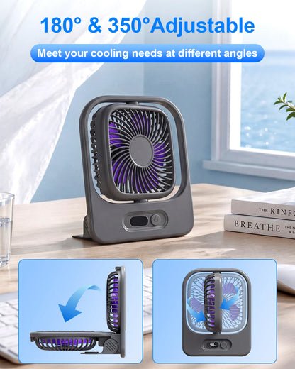 Eary 3000mAh Portable Magnetic Fan USB Rechargeable Cooling Kitchen Wall Fan for Home Gym Desk 350° 4 Speeds Wind Ultra-thin Fan
