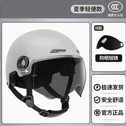 Motorcycle Open Face Helmet with Visor, Safety Scooter Helmet for Electric Bike & Cycling