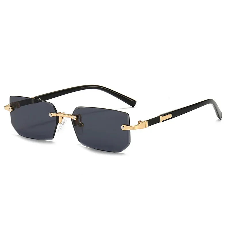 Rimless Sunglasses Rectangle Fashion Popular Women Men Shades Small Square Sun Glasses for Female Male Summer Traveling Oculos