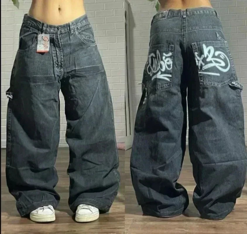 Street Y2K New Fashion Trend Clearance Spot Special Straight Jeans Women Harajuku Hip Hop Oversized Wide-leg Pants Unisex Jeans